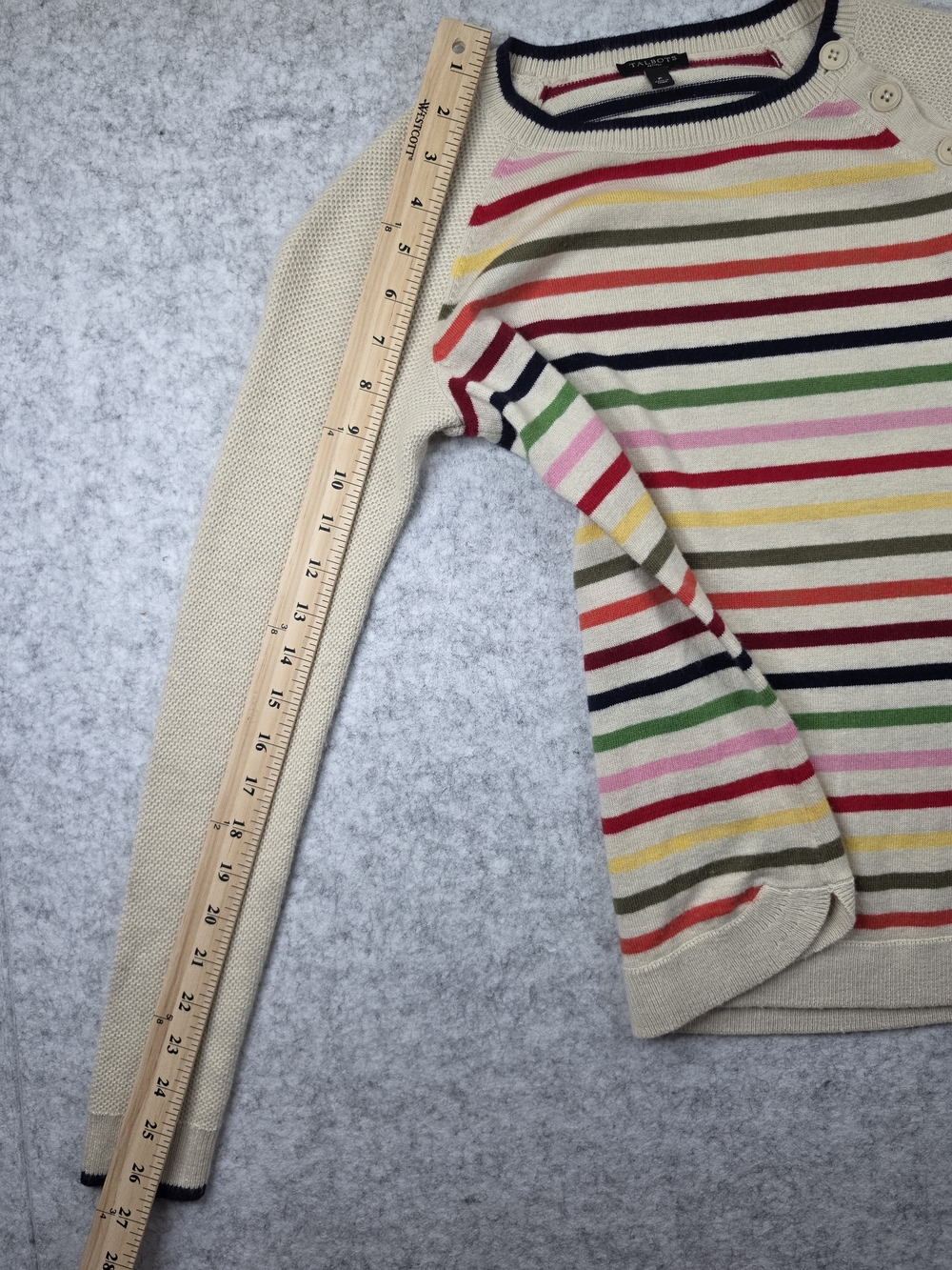 Talbots Cream Sweater with Multi-Color Stripes - Picture 5 of 10